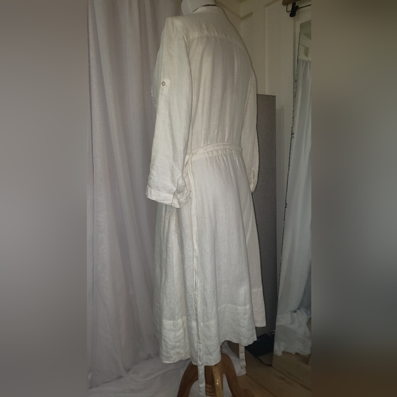 J Crew Beautiful 100% linen white dress with underskirt . Size US 8 - Picture 3 of 5